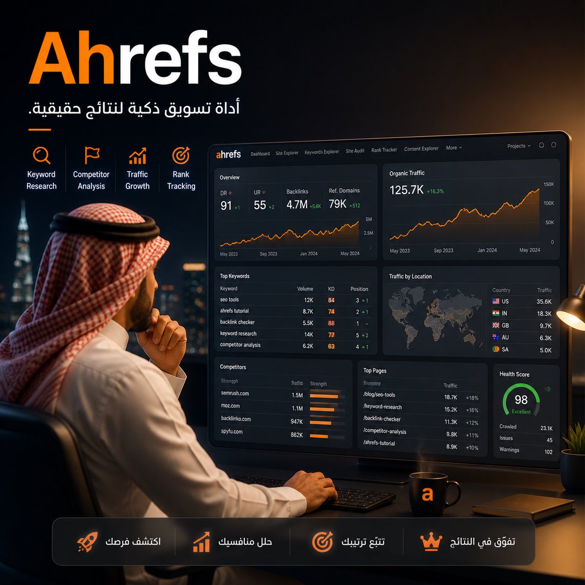 Abdullah_Ops1's tweet image. أداة تسويق مفيدة: Ahrefs

إذا تبي تعرف عملاءك وش يدورون عليه، لا تمشي بالتخمين.

Ahrefs يوريك:
وش الكلمات اللي الناس تبحث عنها
وش الصفحات اللي جايبة زيارات للمنافسين
وش المواضيع اللي تستاهل تكتب عنها
وين الفرص اللي محد ماسكها صح

التسويق بيانات مو تخمين 

#التسويق #SEO #Ahrefs