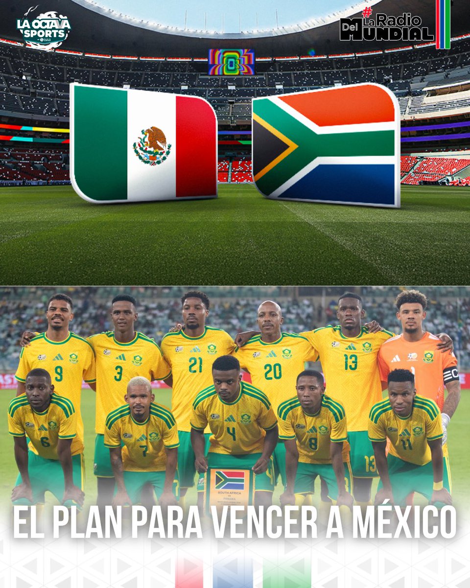 laoctavasports's tweet photo. SUDÁFRICA TIENE UN PLAN PARA VENCER A MÉXICO 🇲🇽🇿🇦 

Los africanos aterrizarán en México dos semanas antes del partido inaugural y entrenarán en Pachuca (200 mts más alto que la CDMX).

Buscan aclimatarse a la altura para poder vencer a la Selección Mexicana 😳 https://t.co/LtPJSEenqv