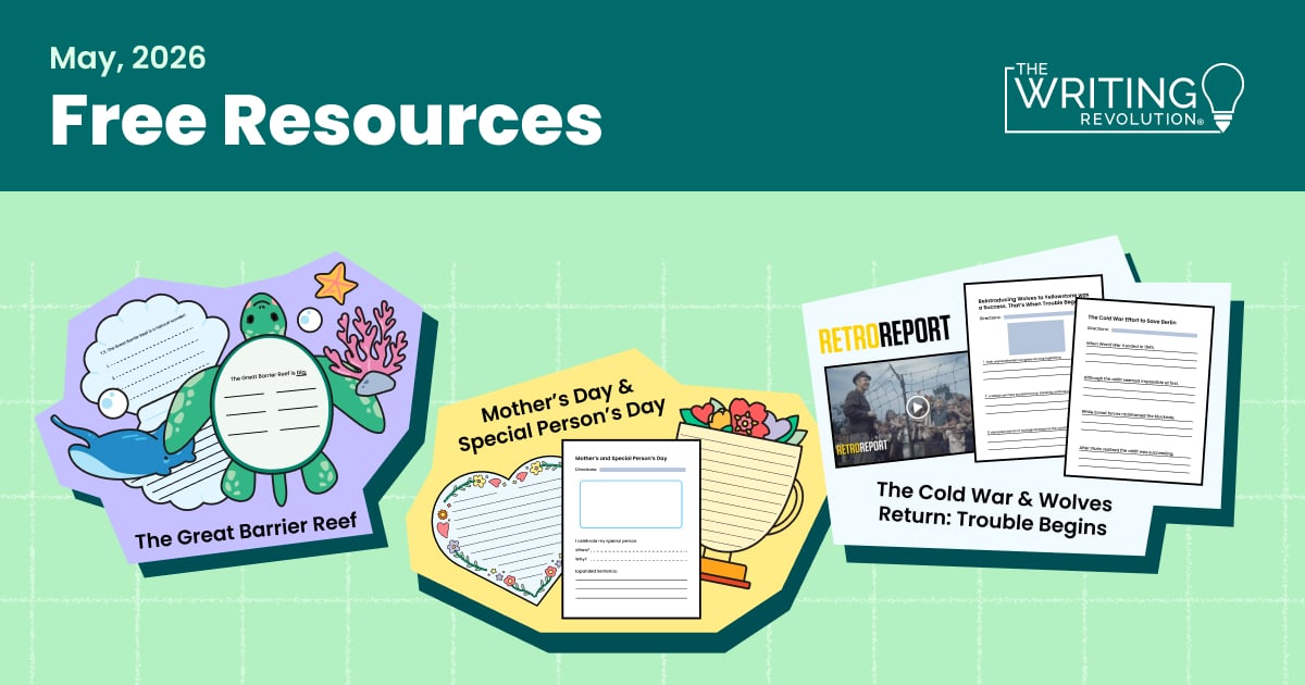 May's free resources are here! As the school year winds down, assess students' writing growth, celebrate the special people in your students’ lives, and explore life science topics that spark curiosity. New Retro Report resources also pair engaging videos with TWR strategies.