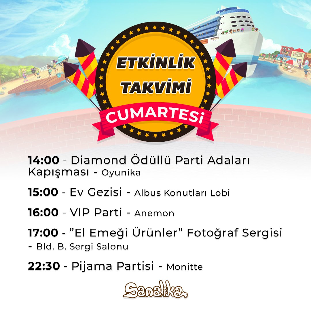 Sanalika's tweet image. Cumartesi Planın Hazır! ✨

#etkinlik #takvim #sanalika