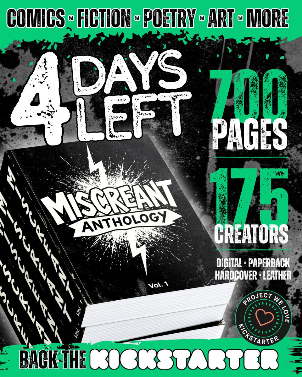 MaxwellVagus's tweet image. --
4 DAYS LEFT to pledge your support for the MISCREANT ANTHOLOGY!

Don't miss out on this historic tome, which happens to include my original work!

🔗 kickstarter.com/projects/miscr…
.
.
#MiscreantAnthology #Kickstarter #ProjectWeLove #IndiePublishing #ArtCollective