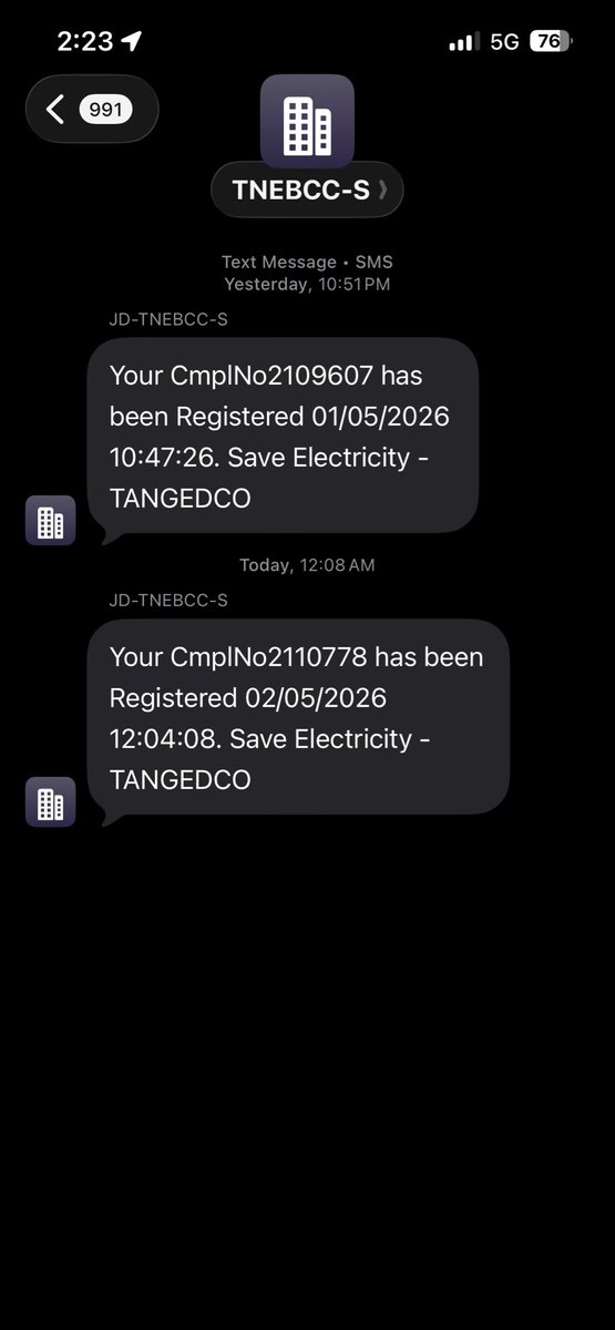 HARIANIM's tweet photo. @TANGEDCO_Offcl  complain raised 2.30 hrs before no one responded. https://t.co/X1h41CjCp7