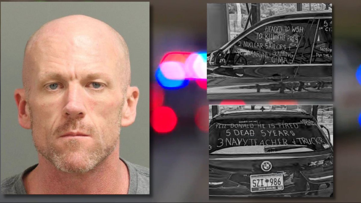A newly unsealed criminal complaint alleges that a Summerville man accused of threatening the president wrote on his car that he was driving to Washington to kill Donald Trump. Read more on <a href="/ABCNews4/">ABC News 4</a>: abcnews4.com/news/local/uns…