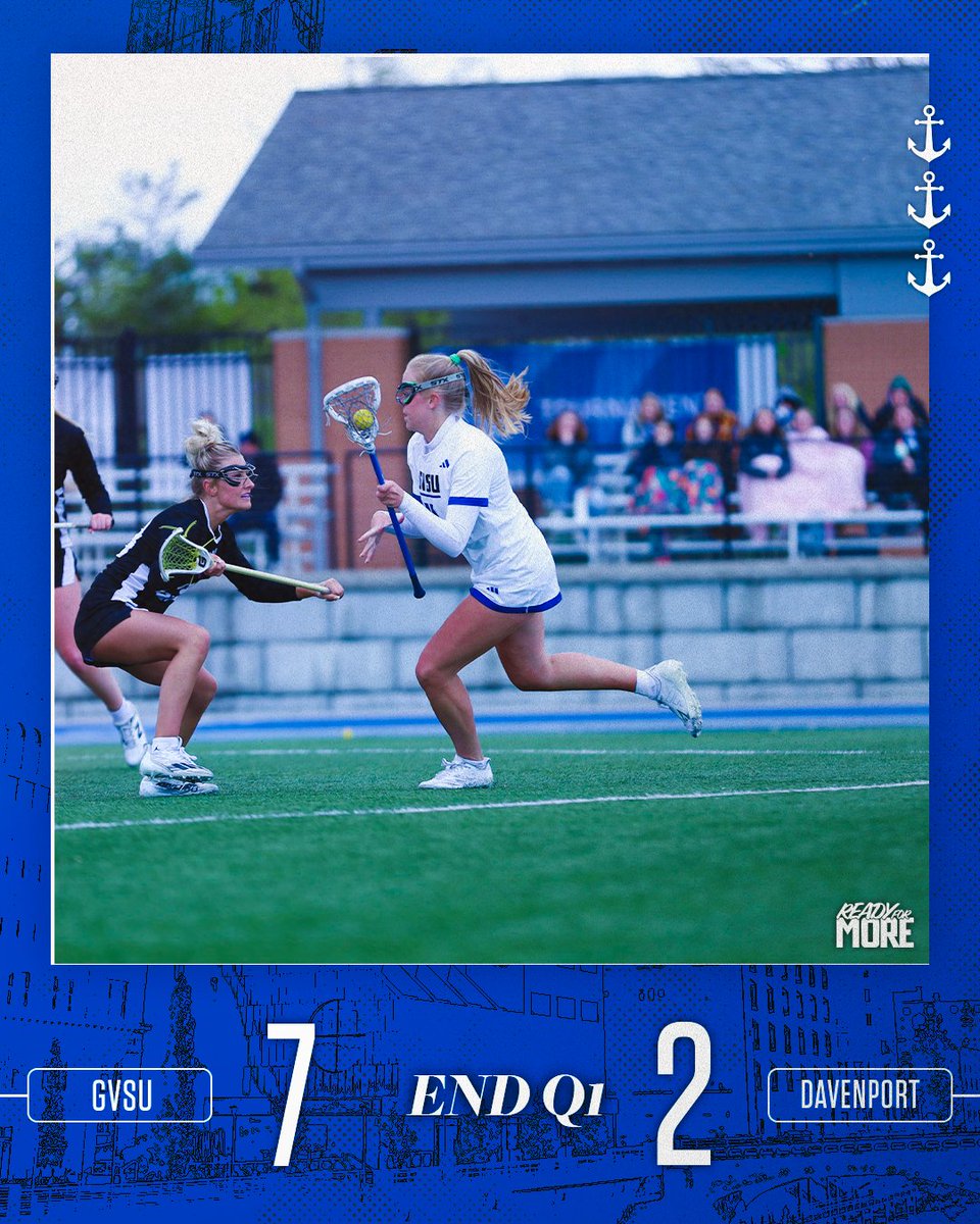 GVSUWLAX's tweet image. Six different Lakers score in the opening 15 minutes.

#AnchorUp | #ReadyForMore | #beELITE