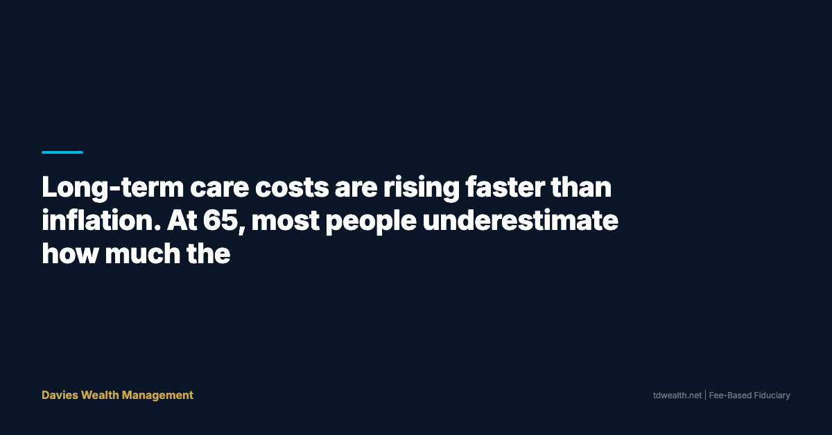 TDWealthNet's tweet image. Long-term care costs are rising faster than inflation. At 65, most people underestimate how much they'll actually need. #RetirementPlanning | Educational only. Not investment advice. Past performance ≠ future results.