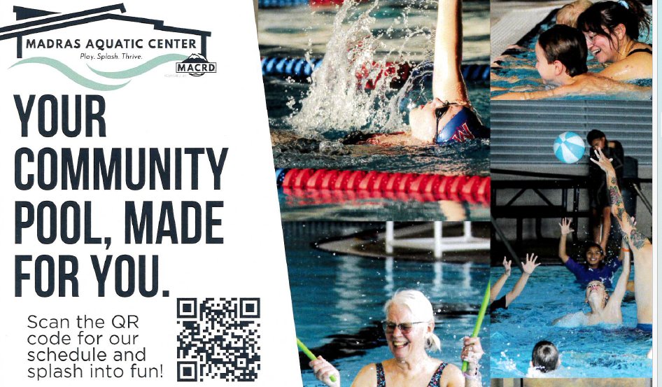 KWSO's tweet image. The madras aquatic center has drop in activities scheduled now through June 13th. 
Wednesday through Saturday enjoy lap swim, independent work out, family swim, hot tub and fitness classes. For more information check macrecdistrict.com or call 541-475-4253.
