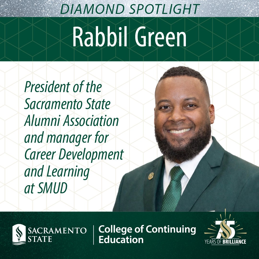 SacStateCCE's tweet photo. 💎 Celebrate 75 Years of Brilliance at the CCE!
✒️ Mog Lunt, Former employee
🧑‍🏫 Rabbil Green, President of the Sacramento State Alumni Association 
🎓 Mavilla Safi, LGE alum 
All embody the CCE spirit of growth, purpose, and lifelong learning. 💛
#HornetPride https://t.co/TAzUl0AOu3