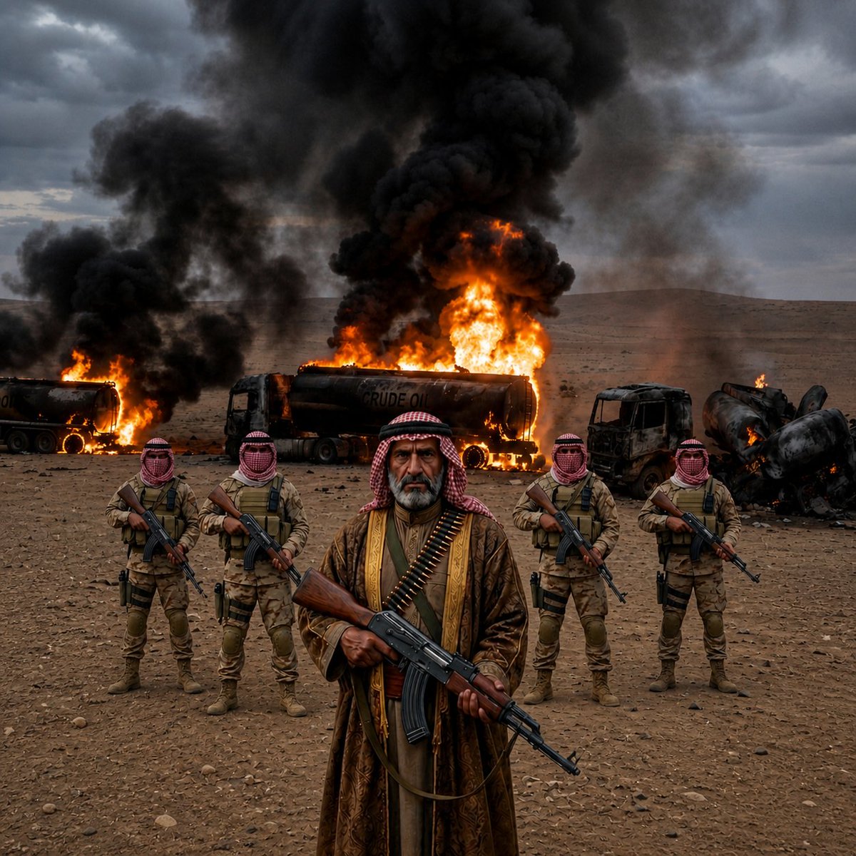 Tal_Alkhalaf's tweet photo. في عملية نوعية خاطفة، أعلن الجناح العسكري لـ "#حركة_ثوار_دير_الزور" عن تدمير 4 صهاريج محملة بالنفط في #بادية_ديرالزور_الشرقية.
https://t.co/5nLBk1QQwG https://t.co/K3rklzQVnL