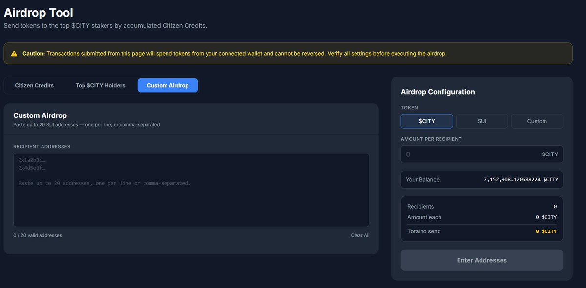 AlphaCity_AI's tweet photo. We build for holders, but also for $SUI. Custom airdrop tool, now available at https://t.co/NC0x9fx4Vl

Send money to your friends. Share the wealth. Join the revolution. 

P.S. if @dripdotmarket doesn't arrive soon then we'll build our own NFT launchpad to drop PFPs. Stay tuned. https://t.co/sEp0DdaRgd