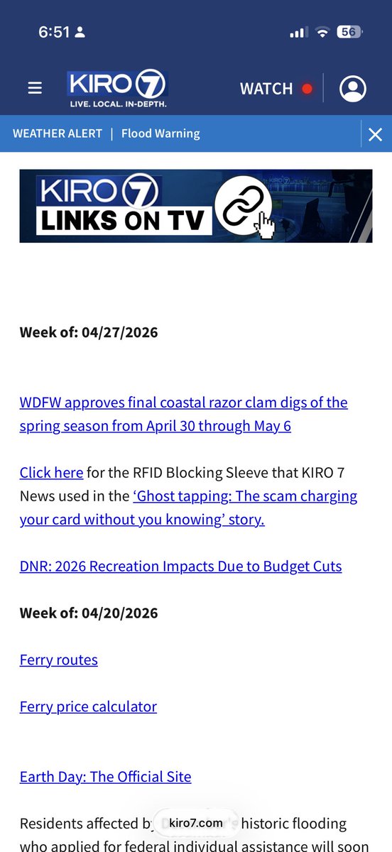 jeffpar's tweet photo. It’s hard to love the @KIRO7Seattle website. Today’s broadcast promoted their ferry links. They don’t work. https://t.co/v4npU6oCp2