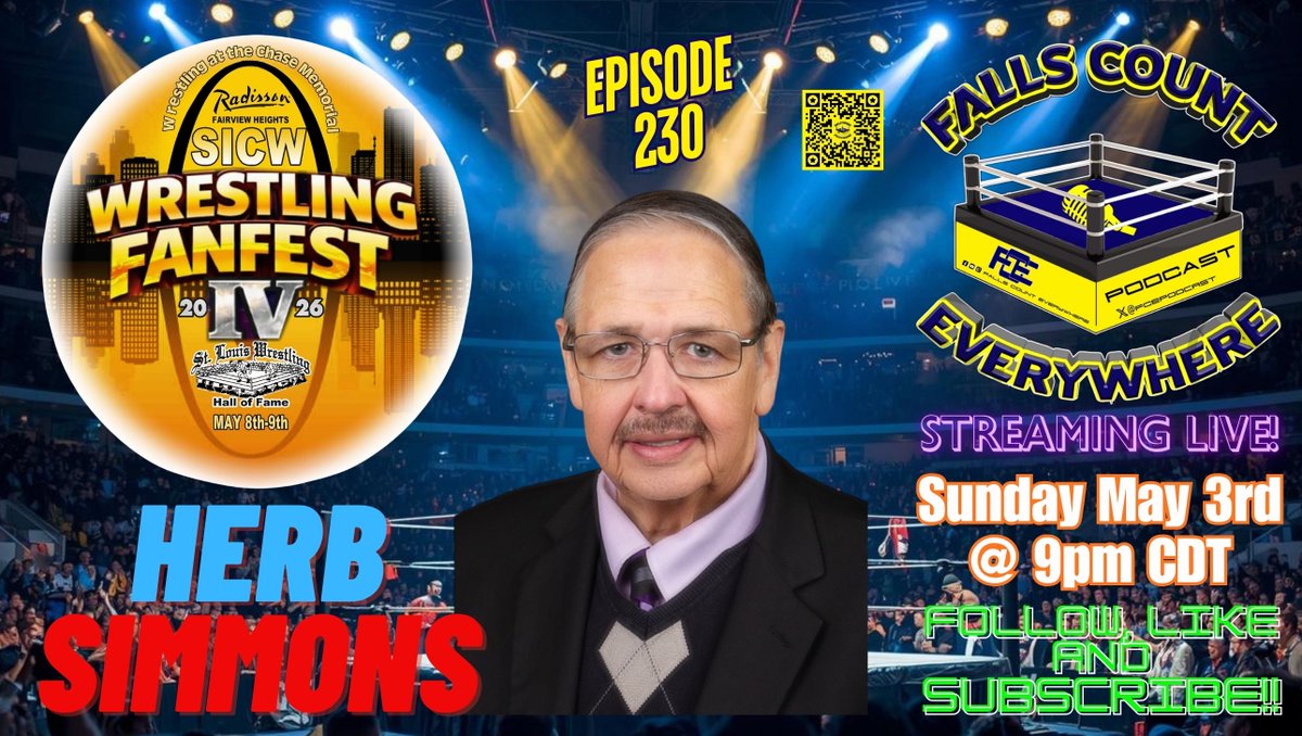 FCEpodcast's tweet image. Join us THIS SUNDAY NIGHT live at 9pm Central for Episode 230 as we welcome one of the longest tenured promoters in the wrestling business 53 years and running for SICW and the man possible for SICW Fan Fest 4, Herb Simmons! #wrestling #WWE #WWERaw #Smackdown #WWENXT #SICW