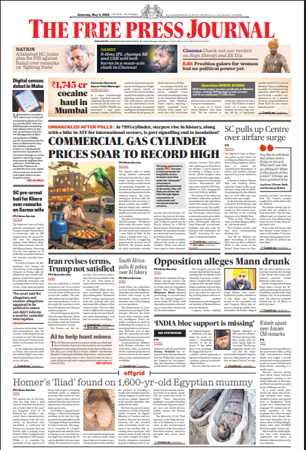 fpjindia's tweet image. #FPJFrontPage

- Commercial Gas Cylinder Prices Soar to Record High

- Iran revises terms, Trump not satisfied

Read More: epaper.freepressjournal.in

To receive e-paper daily on #WhatsApp click here: chat.whatsapp.com/HpvXDsEblSkFtB…