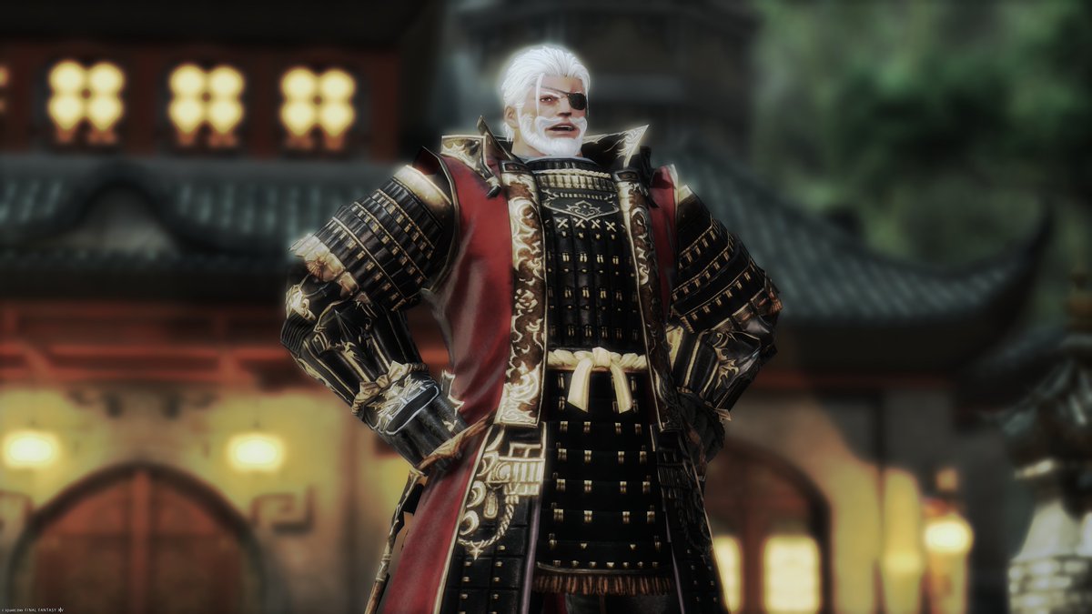 Jinta_FF14SS's tweet photo. 「ソフトフォーカス」なる機能がグルポに実装されたと聞いてミラプリそのままで試してみたら「戦国武将系乙女ゲーム」みたいになりました。現場からは以上です。 https://t.co/X4BNCYIdZG