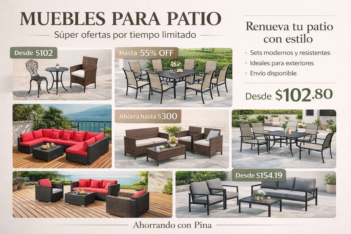 con_pina44343's tweet image. 🙌‼️ MUEBLES para PATIO con hasta 60% 👉🏻   walmrt.us/4ar0ASo ‼️

👉🏼V3nt4 general  hasta 65%:    walmrt.us/3Y44aum ‼️

#Sponsored #promotion #Ahorrandoconpina #Ad #Ofertasespeciales #WalmartPartner
