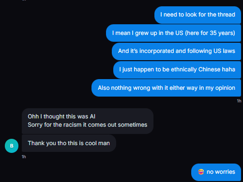 jingjunma's tweet photo. It's been a while since I've experienced casual racism, but I think he meant well. https://t.co/TuwDPnQ0O0