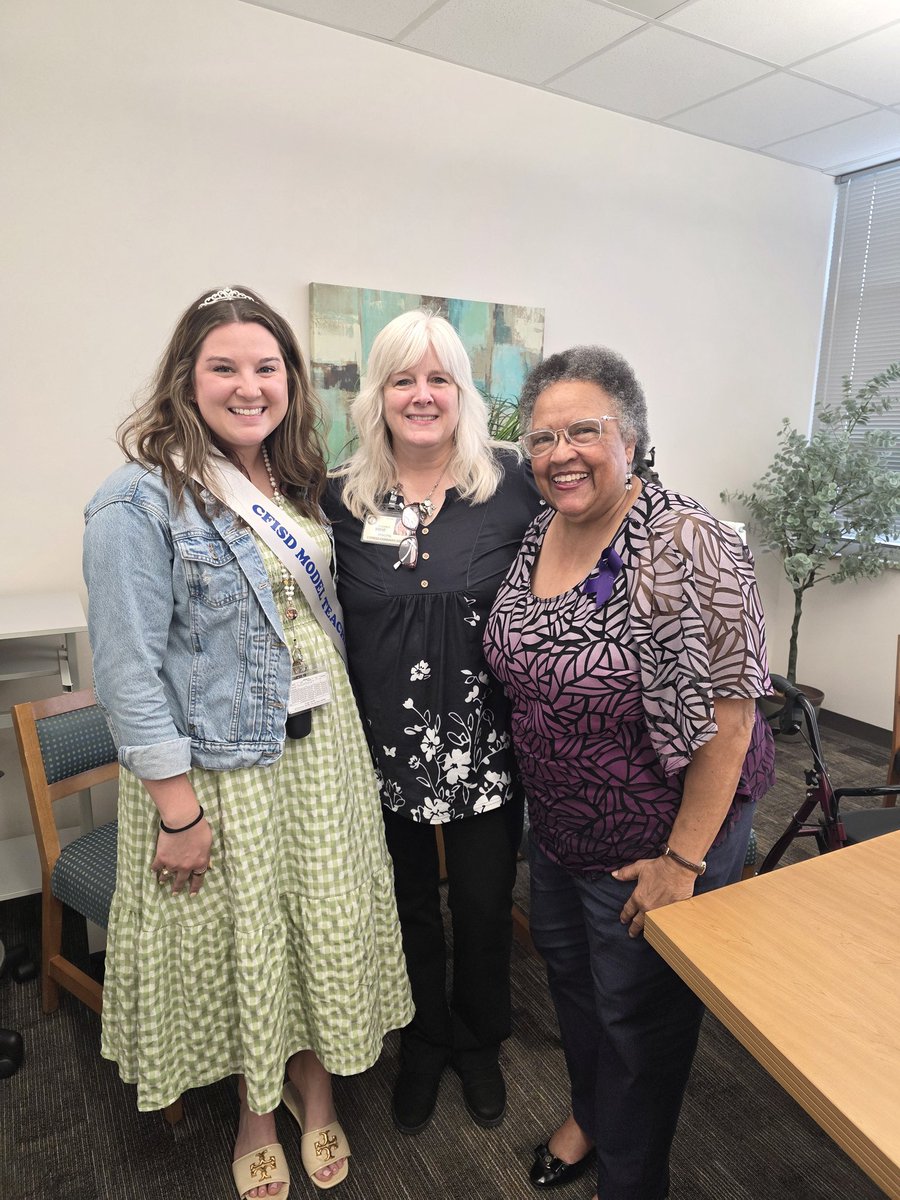 suebrenz's tweet photo. The #ALLINWolfpack @WoodardCFISD love visiting with our namesake: SADIE HARRIS WOODARD.  Sadie has the gift of presence, leaving you feeling seen, heard and valued.  She still mentors students each month, showing her #CFISDSPIRIT #ChooseCFISD #PathtoAmazing https://t.co/qkVHBdrQNN
