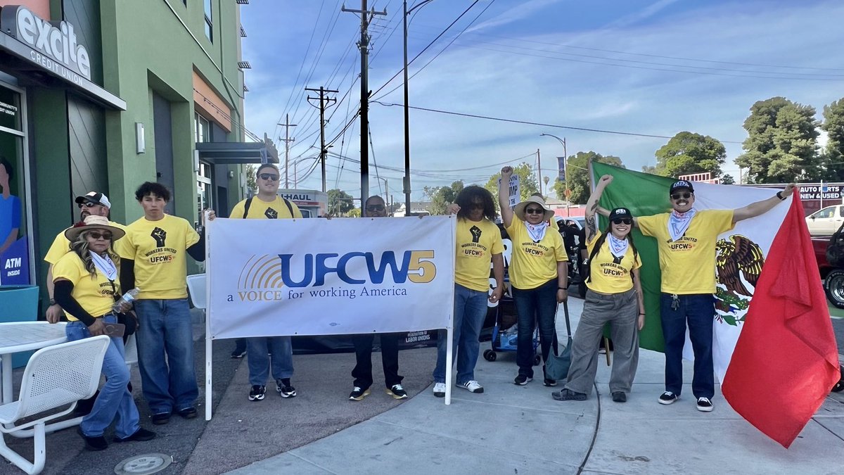 UFCW5's tweet photo. May Day in action ✊
From San Jose to SFO Airport to Contra Costa workers showed up, stood strong, and made our voices heard.

Solidarity across every city. #MayDay2026 #UnionStrong https://t.co/O6P5D2o1Da