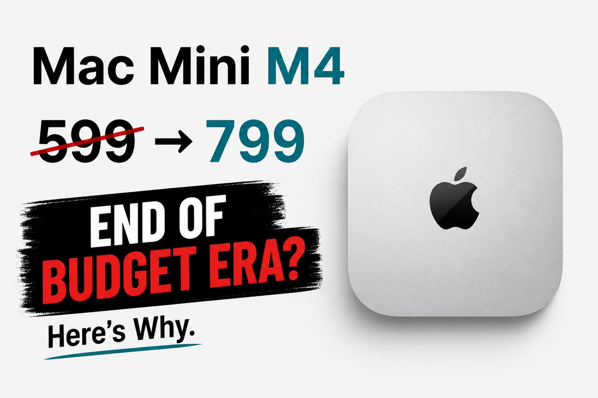 ITech98614587's tweet photo. Apple just killed the $599 Mac Mini — now starts at 512GB 😳
Is this smart pricing or driven by AI demand? 
Watch: https://t.co/nGYAgt74HK
#Apple #MacMiniM4 #M4 #AppleNews #AppleUpdates
#TrendingNow #Trending https://t.co/aBg8YGl6Hi