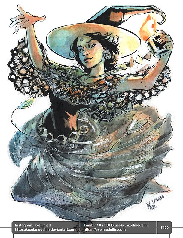 AxelMedellin's tweet image. #dailydrawing 5400 #dibujodiario #drawingoftheday #beltane #witch #fantasygirl #fantasyart #watercolor #brushandink #traditionalart