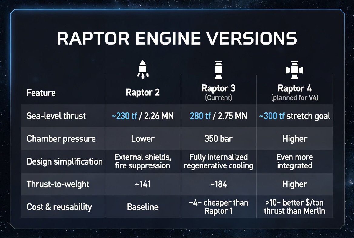 The Algorithm Raptor 3 Engines Starship V3 on deck May 12th, flying Raptor 3 engines. V2 v. V3 v. V4 ...