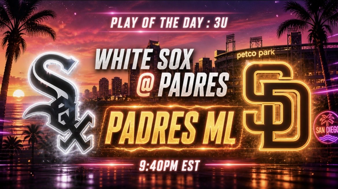 PPPlaybook's tweet photo. 🚨MLB Play of the Day (3U) 💎

PADRES ML 💰-138 on Polymarket

H2H : 8-2 in Favor of the Padres 🔥

All of our models back this play 4/4

The Padres have been great at home 10-6 and 19-11 on the season

#FortheFaithful #WhiteSox https://t.co/0uI9XD1QLc