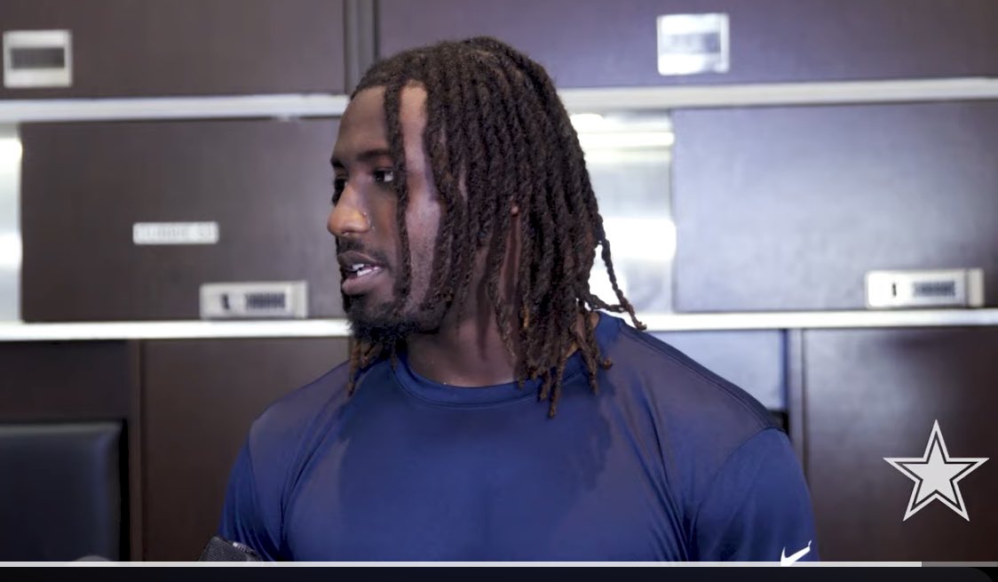 hitstickmaster2's tweet image. In his interview with media, Malachi Lawrence said that in his first week, coach BT is working on his “false step” habit he has. Says with a bean bag on his foot! Good to see them attack what @JohnOwning dubbed as a glaring thing that needed to be fixed! #Cowboys
