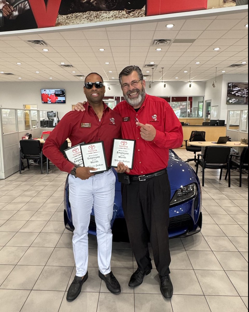 MiltonRuben's tweet image. Congratulations to Warren Jackson, our #1 Sales Associate for April at Milton Ruben Toyota! 👏

Your dedication and customer-first approach set the standard. We appreciate everything you do! 🏆🎊

#DriveBaby #DriveBabyFamily #Toyota