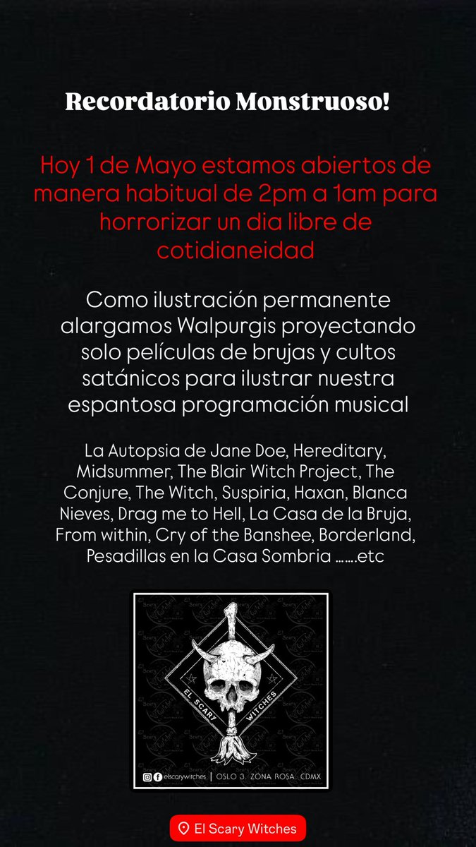 clauzzen's tweet photo. Recordatorio Monstruoso!
#elscary hoy abierto de forma habitual para horrorizar su dia libre de normalidad
#horrorbar #horrorcofeeshop https://t.co/ESOh37WeL1