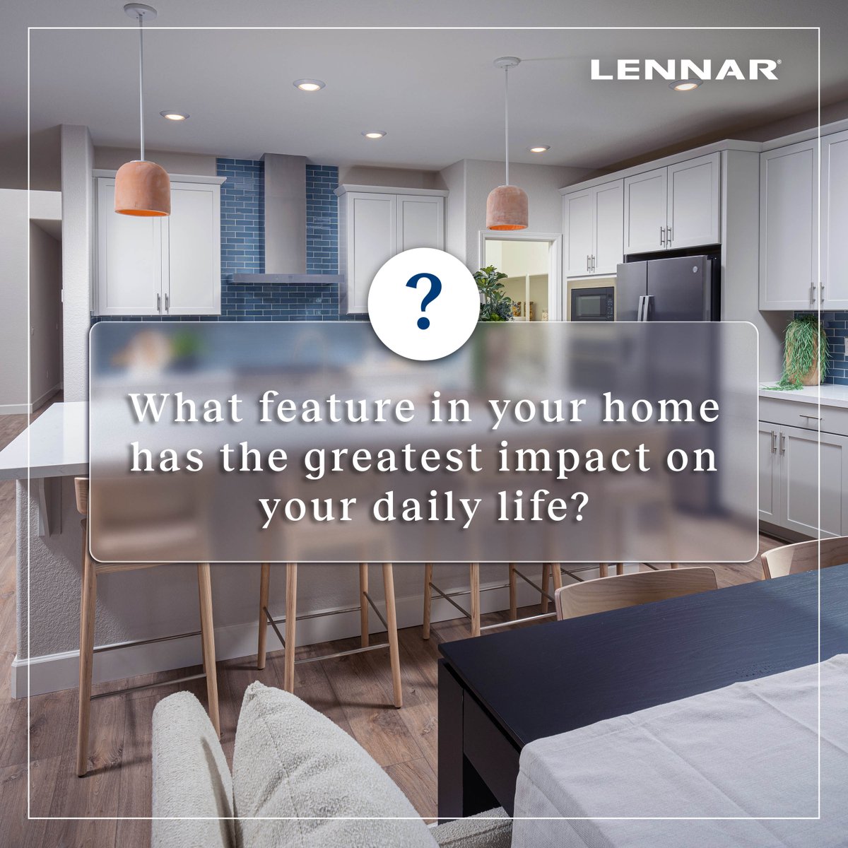 Lennar's tweet image. The best homes fit your life, not the other way around. What's the one feature that makes the biggest difference in yours? Share below.
 
#Lennar #HomeLife #NewHome #OneLennar
