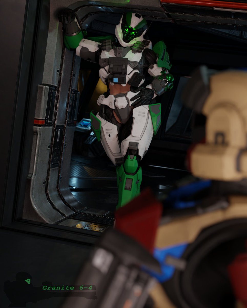 Granite6_4_3D's tweet photo. Riley stopped by at the armorer's for her new suit, but also had some custom work done while she was there... #Halo #HaloNSFW #Blender #b3d #3dartwork https://t.co/1WmBvDCi5H