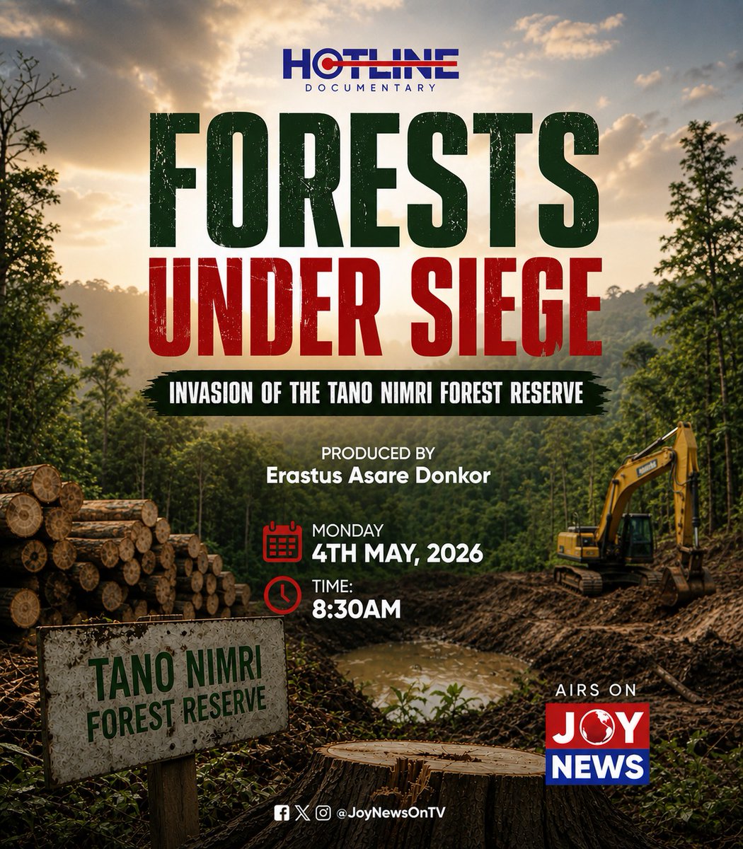 Ghana’s forests are under threat—and the warning signs are impossible to ignore.

Watch Forests Under Siege: Invasion of the Tano Nimri Forest Reserve, a gripping documentary by Erastus Asare Donkor, exposing the growing destruction and what it means for our future.

Tune in on