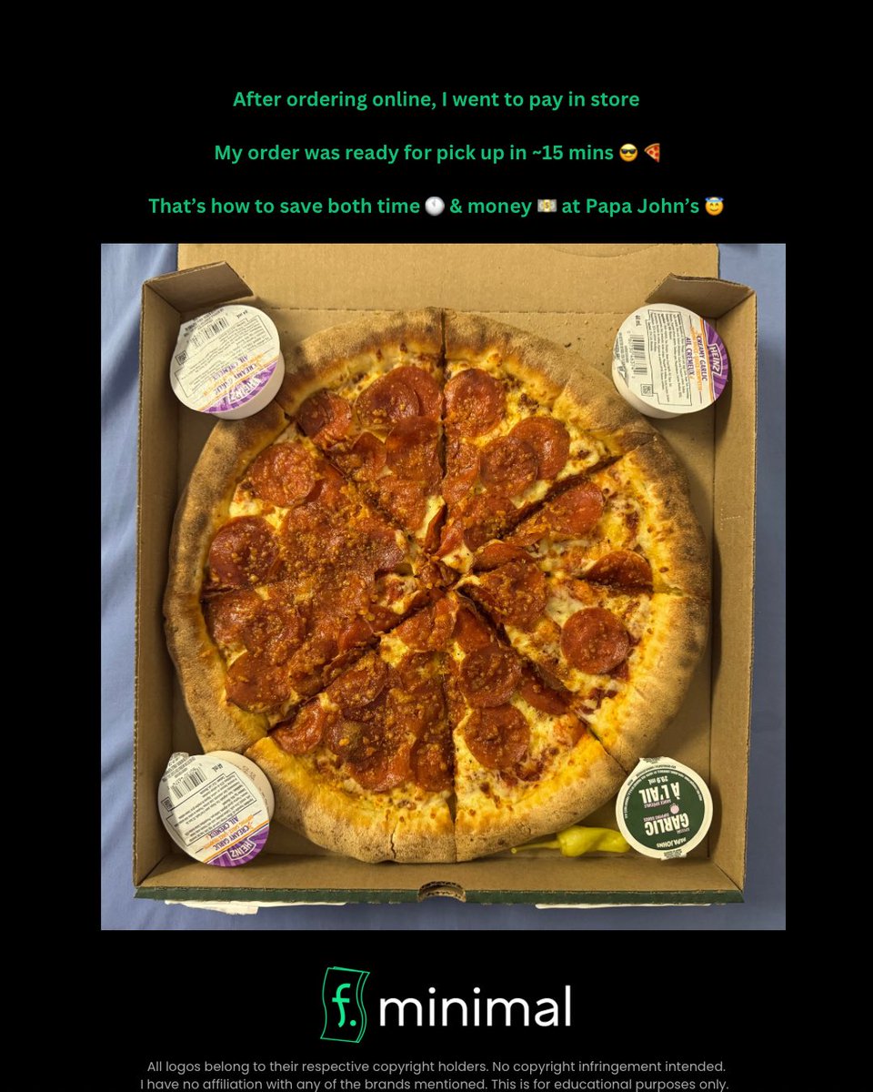 fdotminimal's tweet image. Here’s how to get 50% pizzas 🍕 at Papa John’s 🇨🇦 works until May 3 2026

Disclaimer: I have no affiliation with any of the brands, companies, or products mentioned. This is for educational purposes only. #couponing #deals #discount #offer #fyp #canada