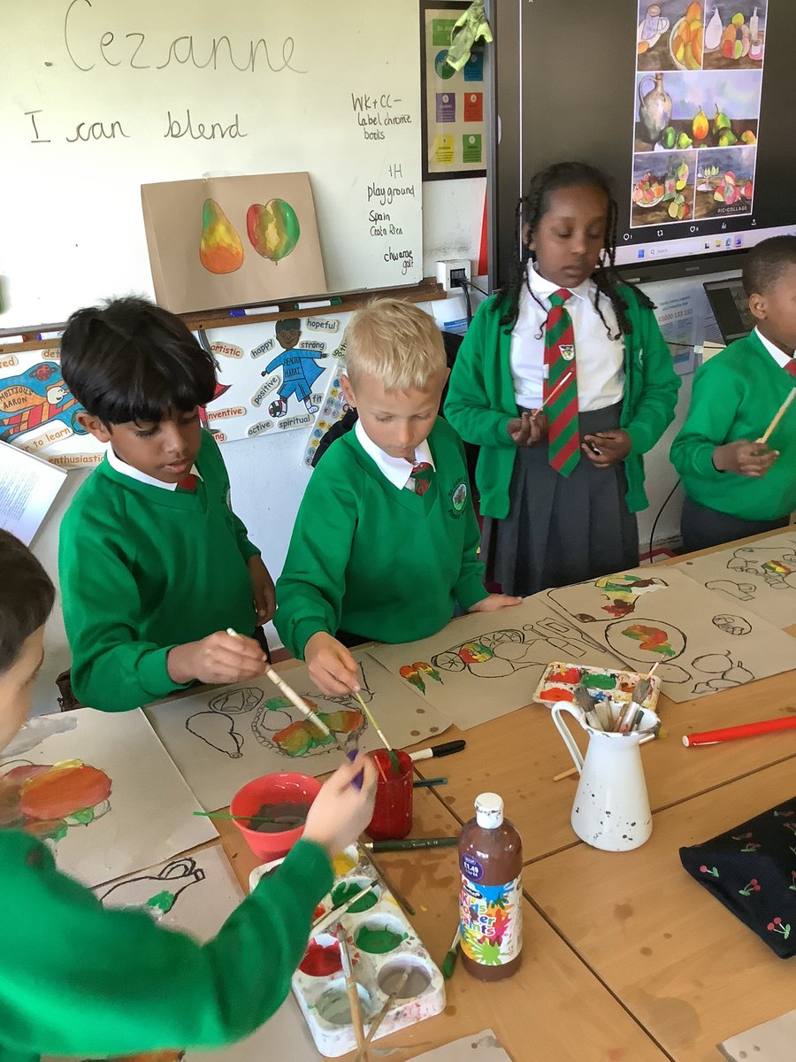 SJLCARDIFF's tweet image. Year 3/4 Gelert are working on their colour blending skills inspired by Cezanne’s Still Life series for their Cooks and Critics topic work #Creative #ArtHistory #ExpressiveArtsSJL @SJLCARDIFF