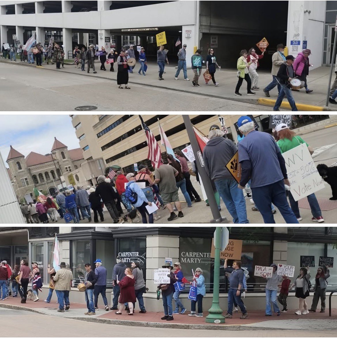 WVFDW's tweet image. Check out the lines to vote early today at the  Kanawha County Courthouse. Photo credit: Roger Weir 
#voteearly 
#vote
#WestVirginia