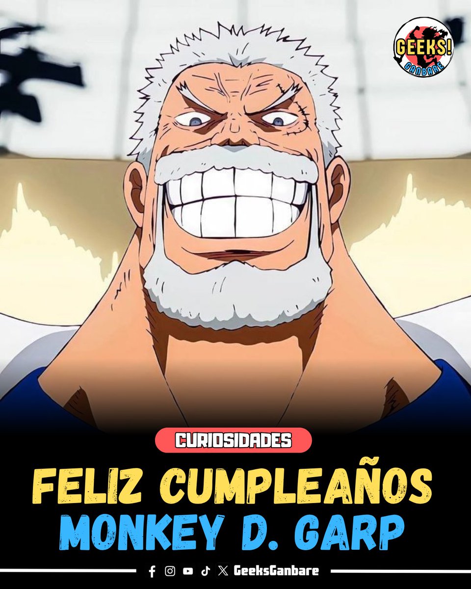 GeeksGanbare's tweet photo. ¡Ya es 2 de mayo en Japón así que celebramos el cumpleaños del "Héroe de la Marina": ¡Monkey D. Garp! 👊⚓️
Esperamos que este año finalmente llegue su rescate a Hachinosu. ¡El viejo aún tiene mucha historia que contar! 🔥
#OnePiece #Garp #MonkeyDGarp https://t.co/db4UIwwIVD