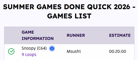 Msushi_'s tweet photo. i will be running Snoopy for the Commodore 64 at SGDQ2026.   

this is my speedrunning magnum opus https://t.co/0IeyJyFmc2