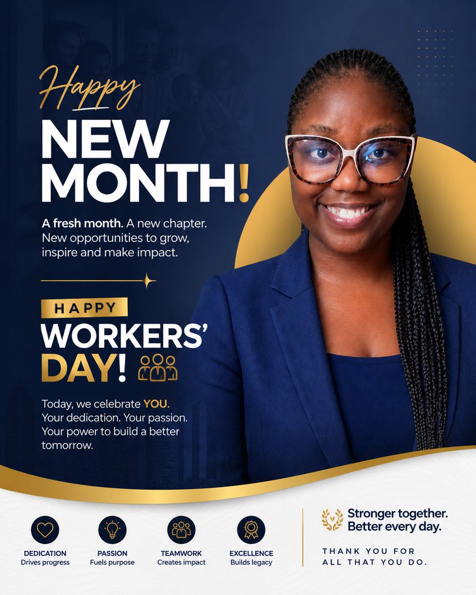 Mdp_Ifeoluwa's tweet image. Happy New Month &amp;amp; Happy Workers’ Day!
Here’s to growth, impact, and the incredible people who make it all happen.

#NewMonth #WorkersDay #Leadership #Growth #Teamwork #Excellence