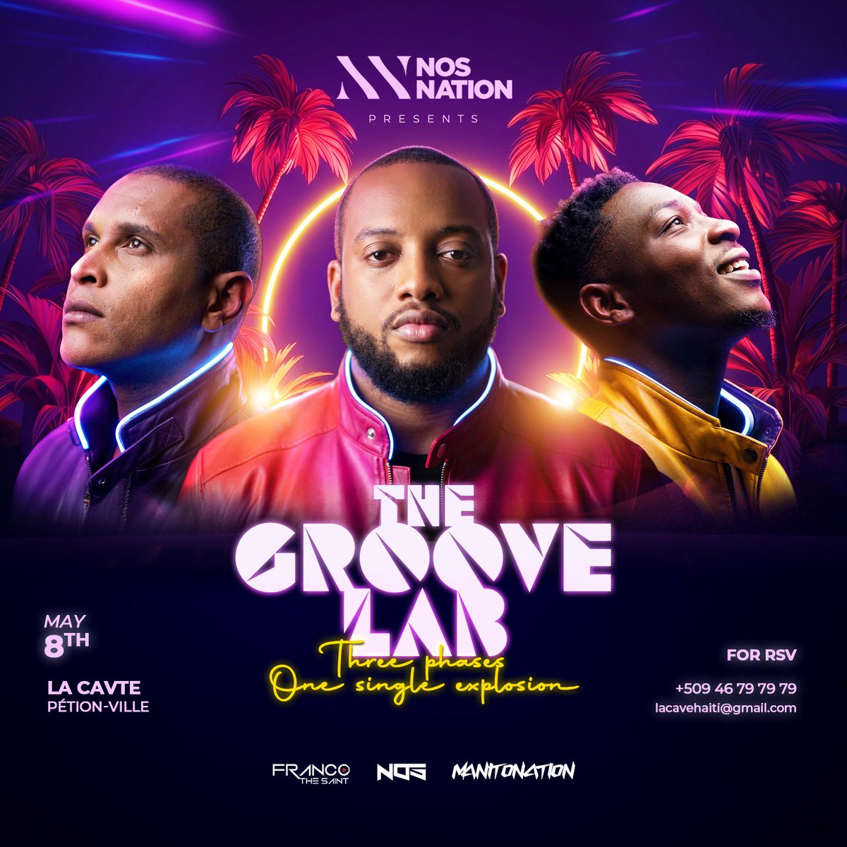 isaacaltidor's tweet photo. Three elements. One unstoppable reaction. 🧪🧬

​The Lab doors open May 8th. 

Are you ready for the result?
​@FrancoTheSaint x @ManitoNation x @DjNosOfficial 
​Secure your access. 🔋✨

#TheGrooveLab #May8 #LaCave #NosNation @NosNation509 https://t.co/Kj4OlmezIk