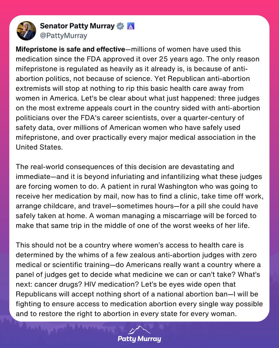 Senator Patty Murray tweet media