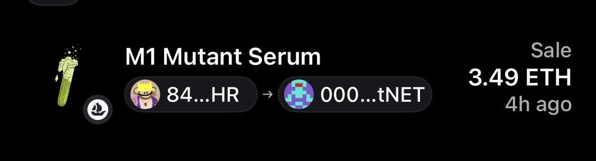 Tma_420's tweet image. People are buying M1 Mutant serums for 3.49 ETH

Are we back? 

@BoredApeYC