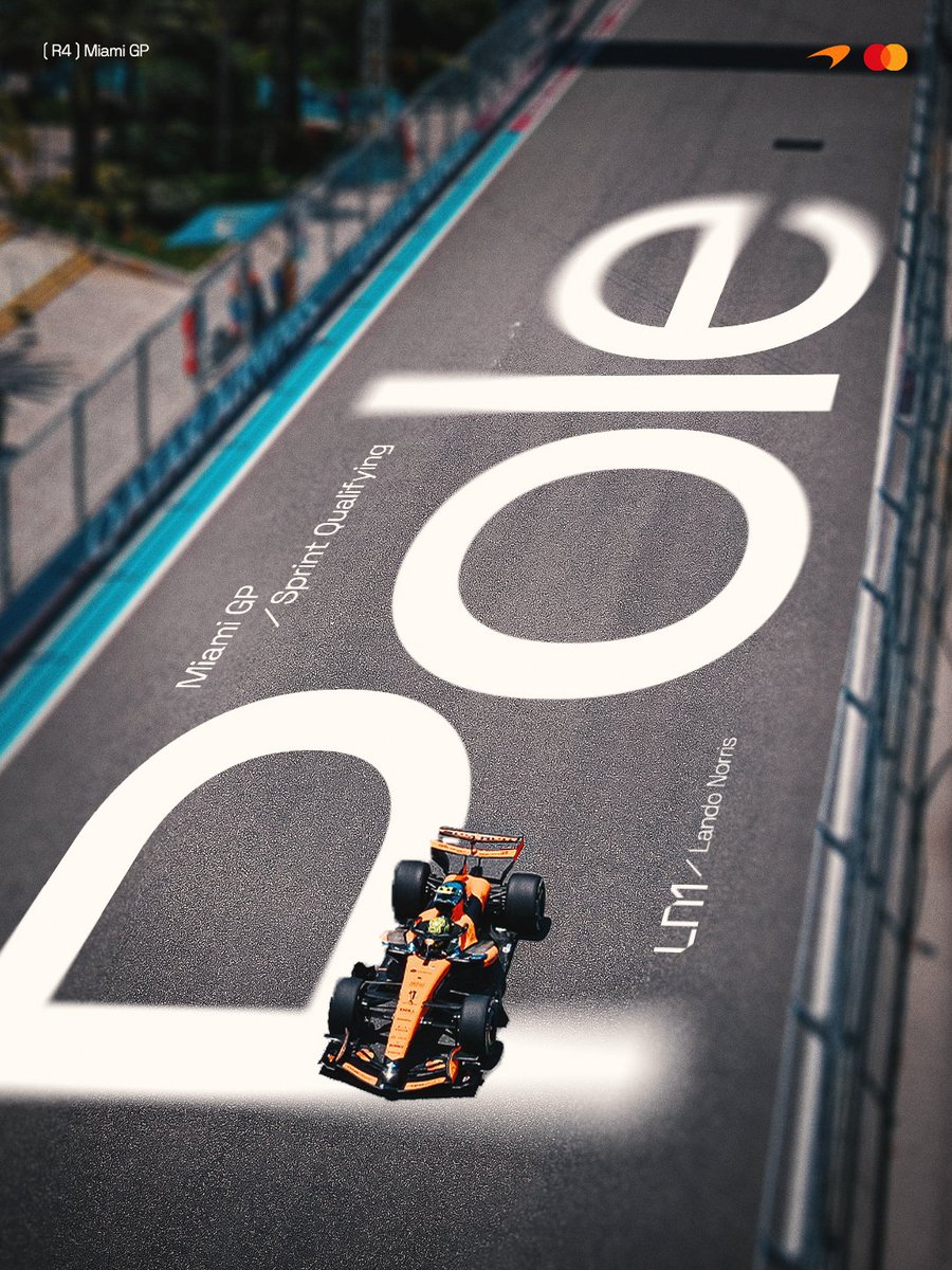 McLarenF1's tweet photo. Picking up Sprint Pole in Miami 👊

See you at the front tomorrow, team 🧡

#McLarenF1 | #MiamiGP 🌴 https://t.co/y5h56dqmOz
