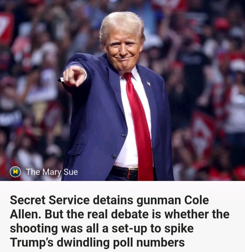 PerryWhiteE29's tweet photo. Was #AssassinationAttempt at #WHCD just to fix @PotUS' failing #PollNumbers? https://t.co/zSRHfUyXxd