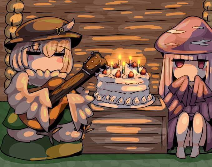 #魔物娘図鑑二次 クロス先生誕生日おめでとう!って感じのオウルメイジさん。ハッピーバースデーの一曲