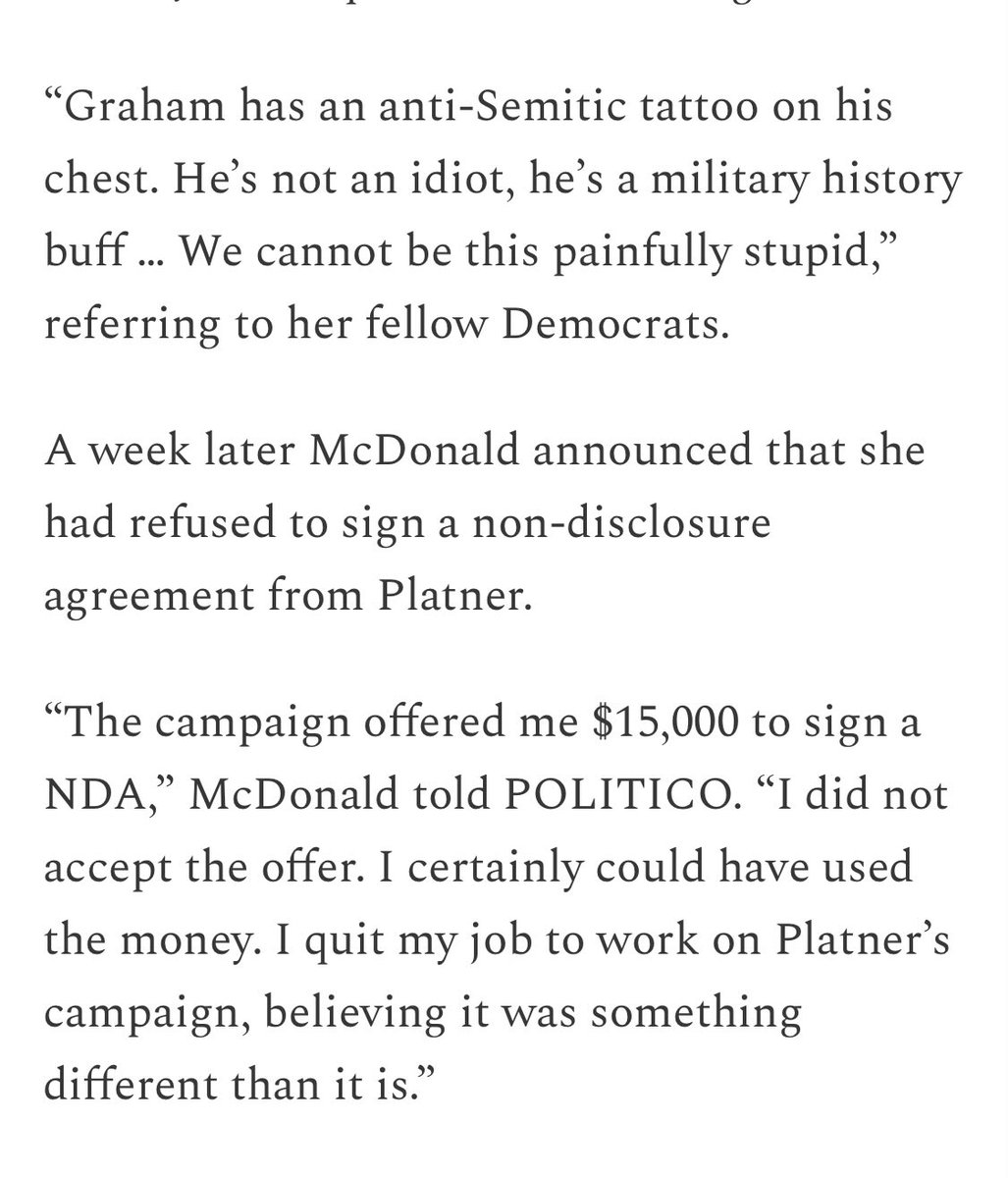 A statement from Graham Platner's former campaign manager, Genevieve McDonald. 👇🏾