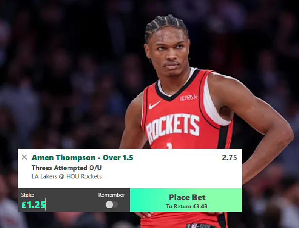 DegenRibee's tweet photo. NBA Post-Season #4🏀

1.25u💰

⭐️Amen Thompson 3PA
o1.5 @ 2.75

Data provided by @statyxio 🚀

-This comes down to the defensive scheme we saw in game 5. The Lakers are happy to leave weaker 3 point shooters (Amen) open because they prioritize protecting the paint.

-Amen will take those looks, but he’s not an efficient shooter from deep, which is exactly why defences are comfortable giving him space.

- We saw it last game, multiple wide open looks with little to no closeout, leading to 5 three-point attempts without much resistance.

- The Lakers’ defensive scheme in game 5 naturally allowed these attempts, especially from non-elite shooters on the perimeter.

- If LA defends the same way again, the volume should be there for him to clear this line.

Film Below⏬