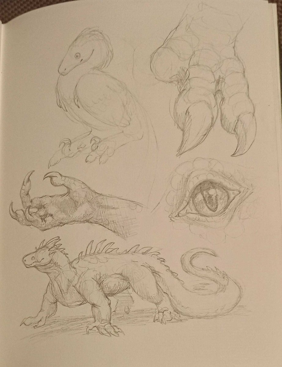 DNerdiest's tweet photo. recently picked up doodling during ttrpg sessions again :)
My current group is online, so for the past several months i somehow thought that meant i couldnt draw while we played.
Then i realized im an idiot and nothing is stopping me from just having the sketchbook anyway ?????? https://t.co/ueTL1w6hSF