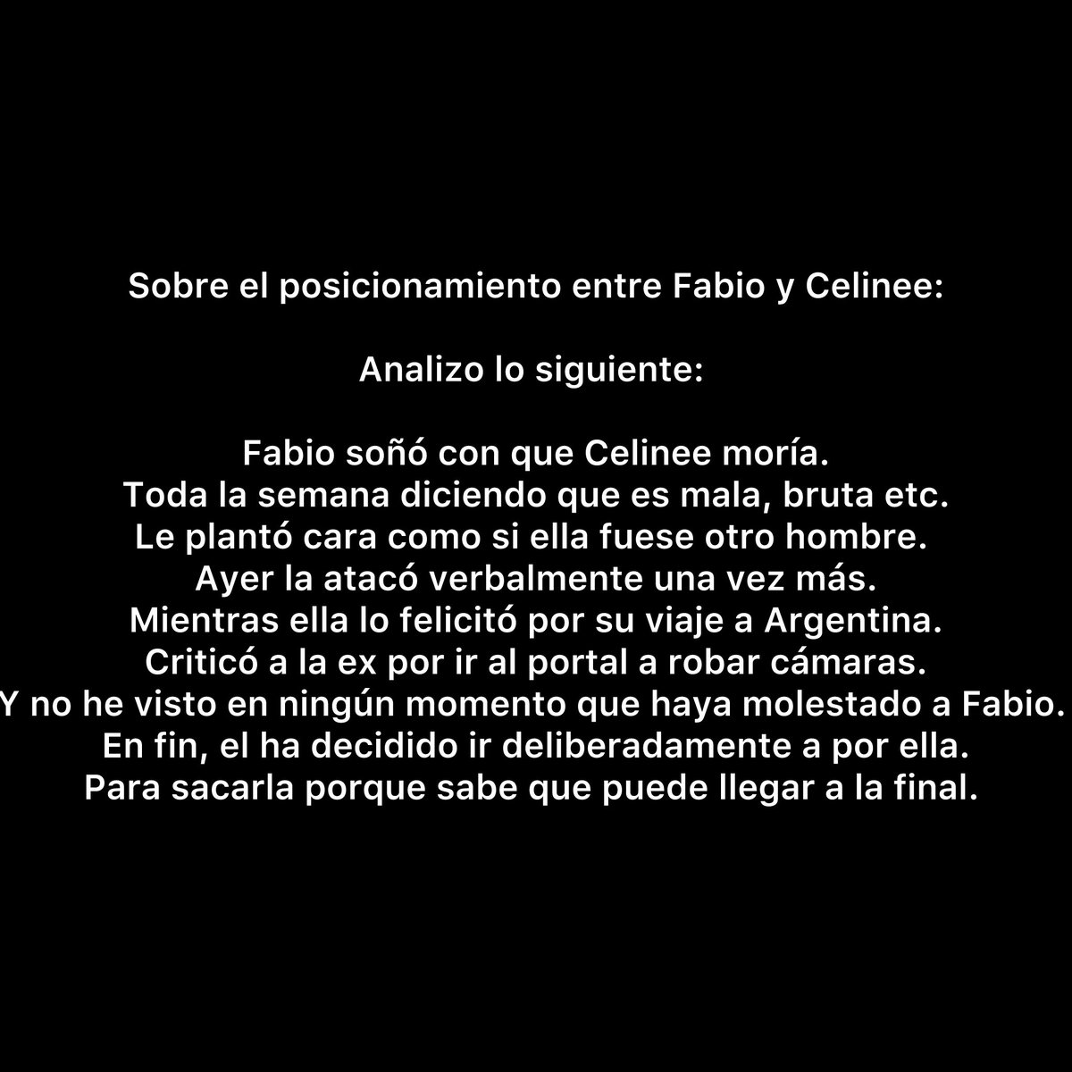 gabyrichin's tweet image. He vuelto una vez más y por última vez para exponer algo que nadie ha tomado en cuenta. Espero analicen por una vez y no se dejen llevar por el fanatismo. #TeamCelinee #CelineeSantos #LCDLF6 #FueraFabio #TelemundoRealities #Telemundo #LauraZapata @LAURAZAPATAM