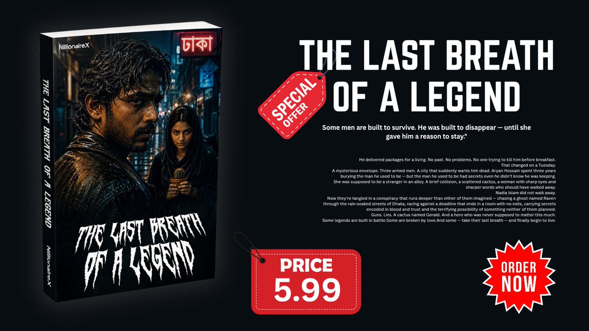LadenJr69's tweet image. THE LAST BREATH OF A #LEGEND
One #Tuesday #morning changed everything - #guns, lies, #love &amp;amp; #chaos in the streets of #Dhaka.
This #thriller will keep you up all #night.

📖 Grab your copy - whop.com/joined/nillion…

#Book #BookTok #MustRead #BookRecommendations #MustRead #bd