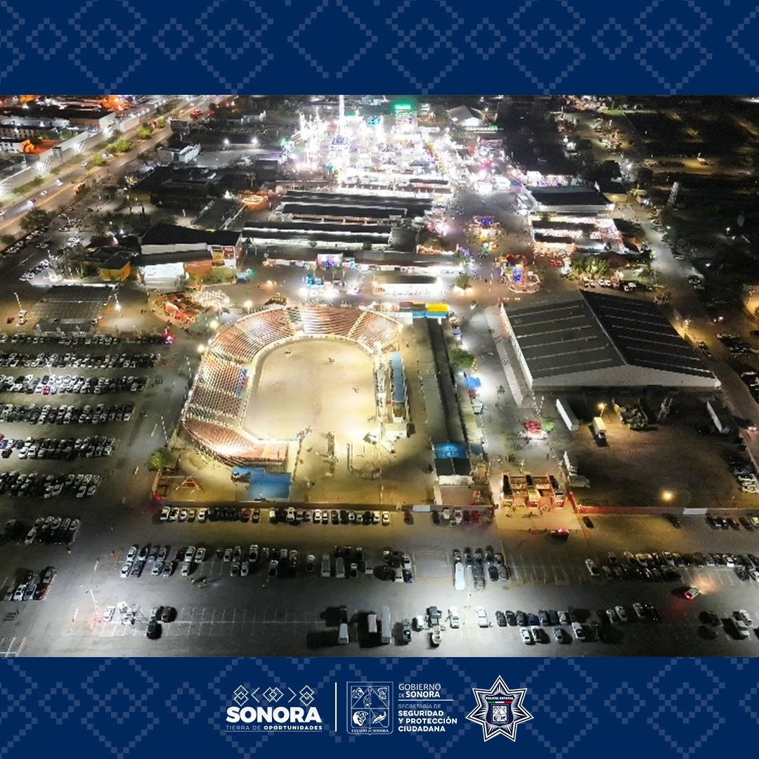 SonoraSeguridad's tweet photo. Grupos operativos de la Policía Estatal refuerzan su presencia en la zona de la #ExpoGanadera2026 con acciones estratégicas de seguridad y prevención del delito, manteniendo vigilancia permanente para atender a la ciudadanía ante cualquier situación de emergencia.

#SSPCSonora https://t.co/TVfMKDhBgT