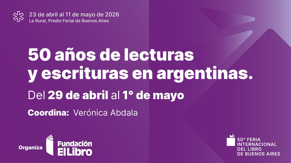 ferialibro_ba's tweet photo. Diálogo de Escritores Argentinos 🇦🇷
Un fin de semana para habitar la palabra: infancia, menopausa y AI. https://t.co/cEURJ9vRVb